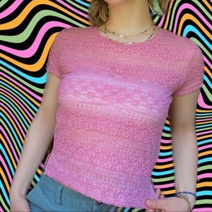 Pink lace crop top
